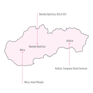 Nitra, Hotel Mikado | Banská Bystrica, AULA SZU | Košice, Congress Hotel Centrum | Pre zdravie detí
