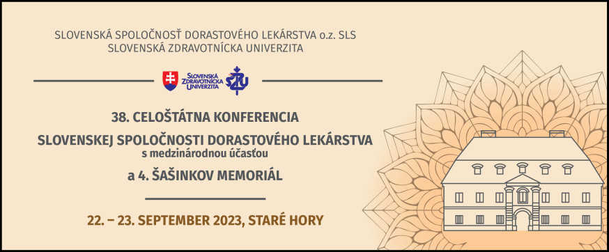 sh baner | 38. Celoštátna konferencia slovenskej spoločnosti dorastového lekárstva<br>s medzinárodnou účasťou<br>a 4. Šašinkov memoriál